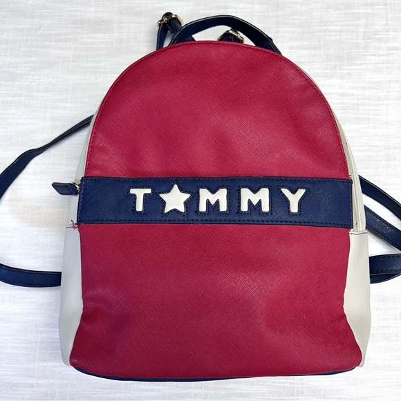 Tommy Hilfiger Red,off White,& Blue Y2K style small backpack bag purse - Picture 1 of 16
